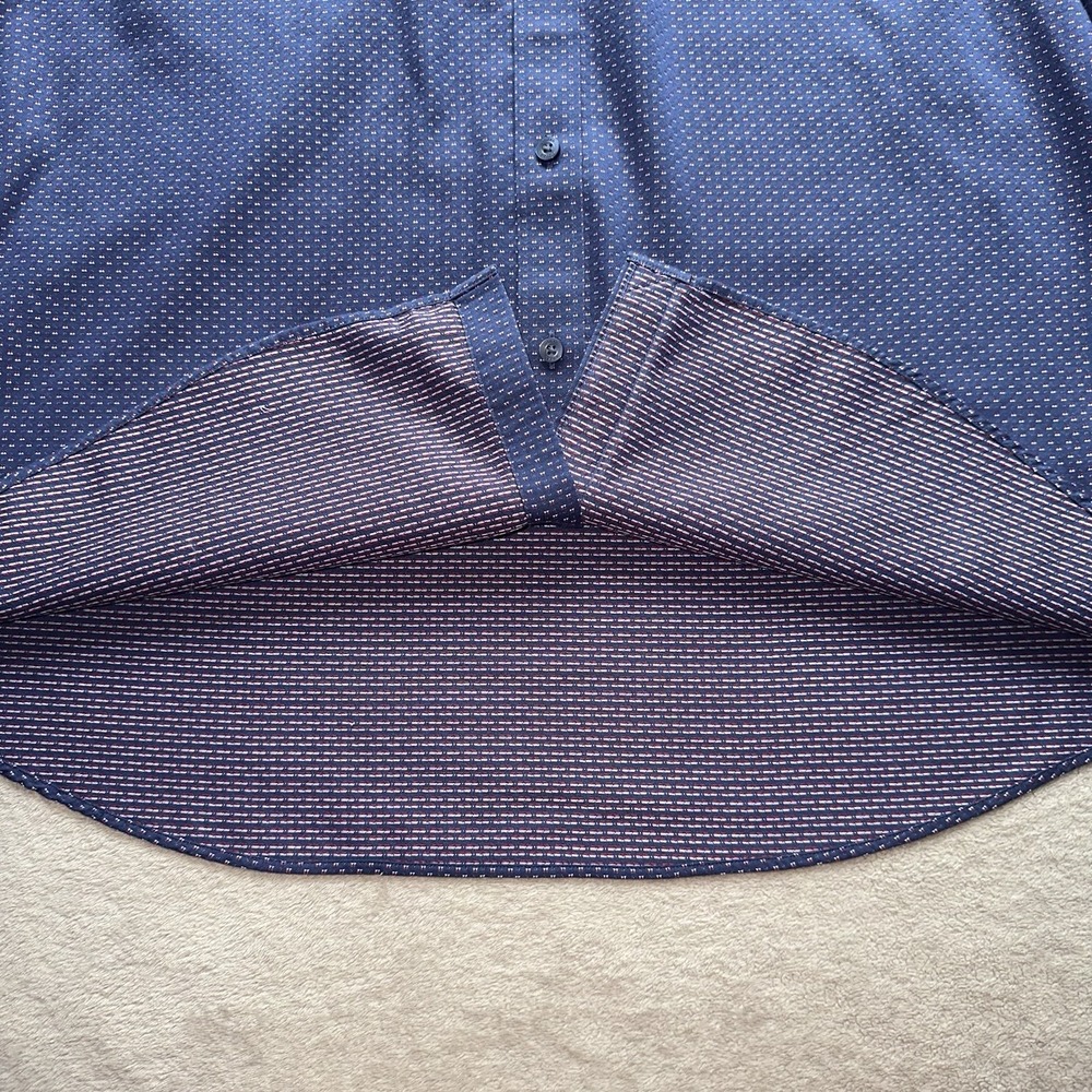 UNTUCKit Rigby Mens XL Wrinkle Free Cotton Long Sleeve Button Down Shirt Navy - Picture 6 of 12